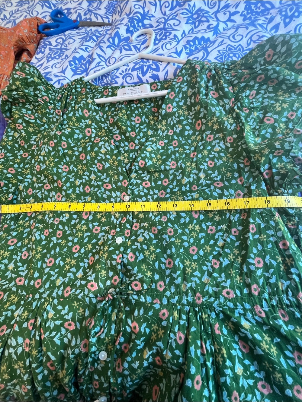 Trovata Birds of Paradise Floral Button-Front Cinch Waist Midi Dress Sz Med NWOT - Picture 4 of 5